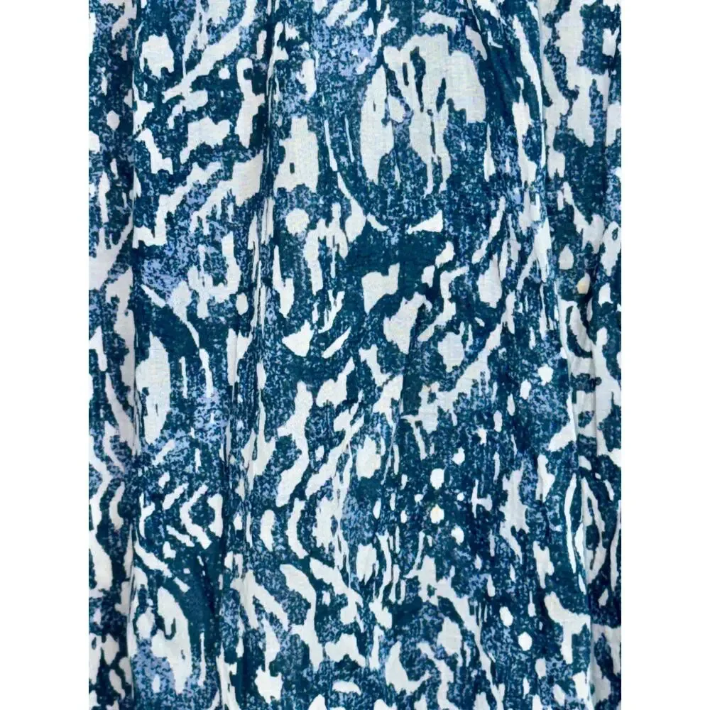 Abercrombie & Fitch Blue White Abstract Tiered Sleeveless Maxi Dress Womens Sz M